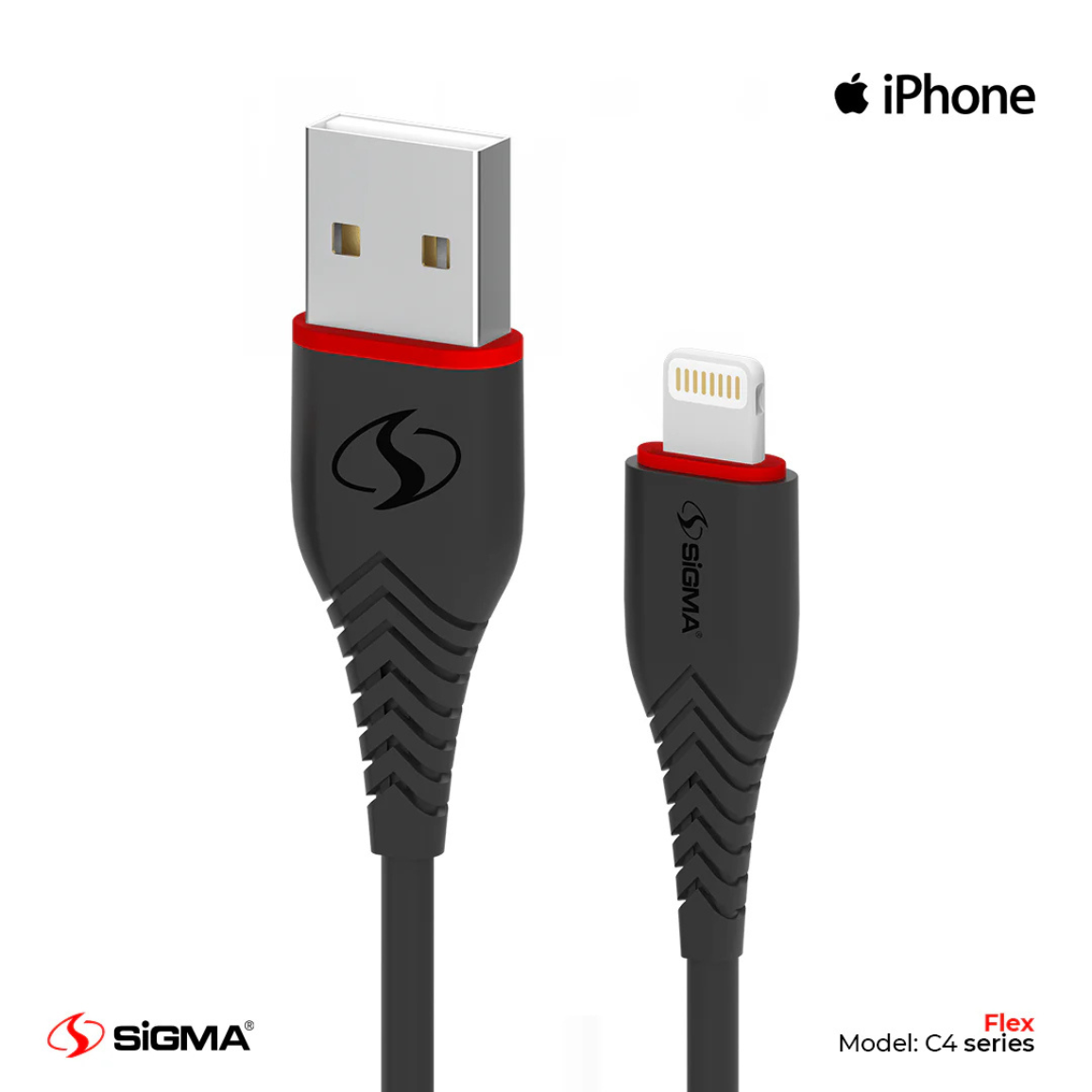 C4 - 2.4A Flex Cable - Lightning (iPhone) - Sigma Life Style