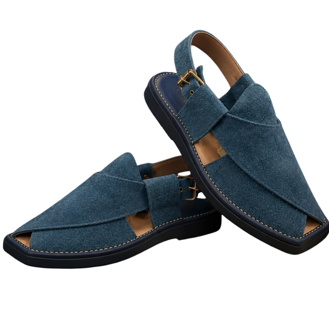 Suede Blue Peshawari Chappal - Dastyar