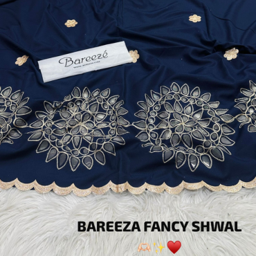 Bareeza Swiss Lawn Laser Cut Work Shawl - Abeera's Brand
