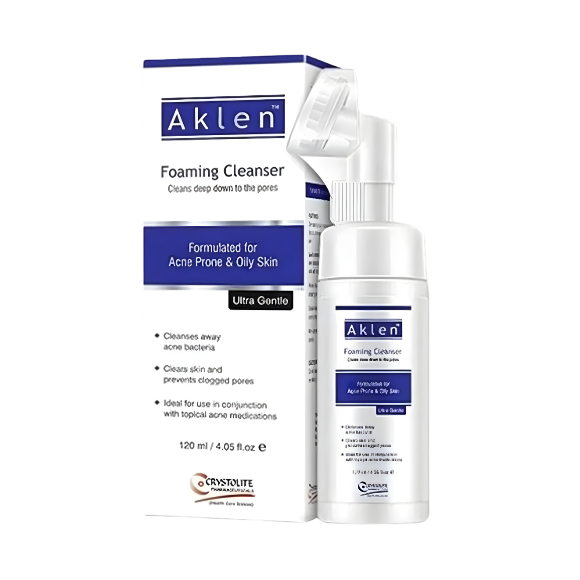  Aklen Foaming Cleanser 120ml - Crystolite Pharmaceuticals