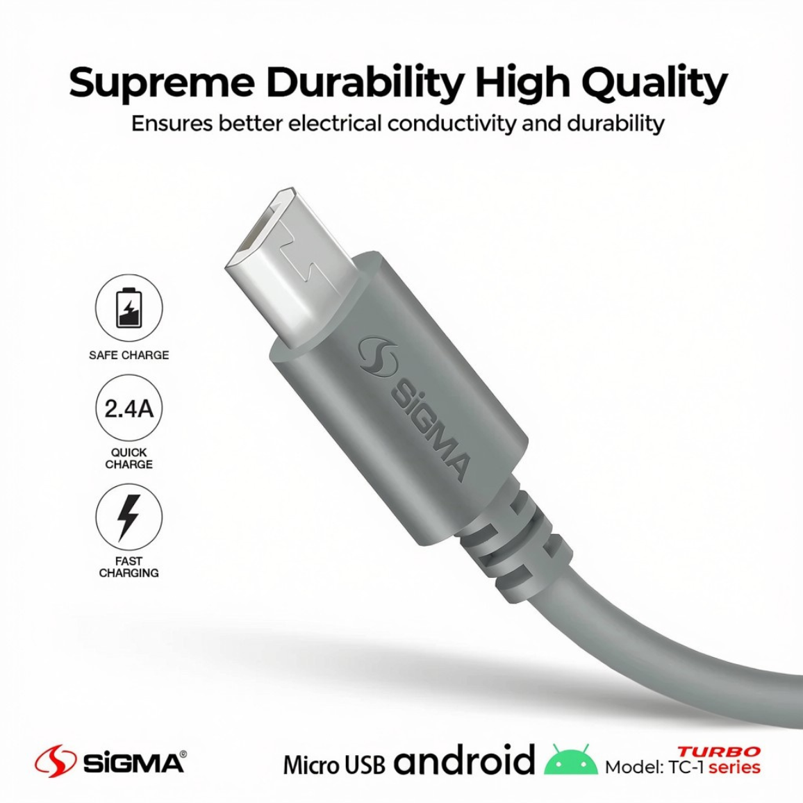 Turbo Micro Cable 2.4A Auto Disconnect - TC-1 - Sigma Life Style
